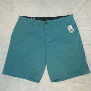NEW Nautica Deck Shorts Mens 34 Blue Classic Fit Chino Stretch Atlantis Green